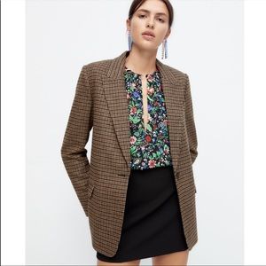 zara wool blazer with elbow patch